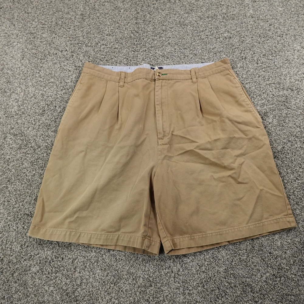 VTG Tommy Hilfiger Shorts Mens 38 Brown Beige Chino Flag Golf Pleated Dad 90s